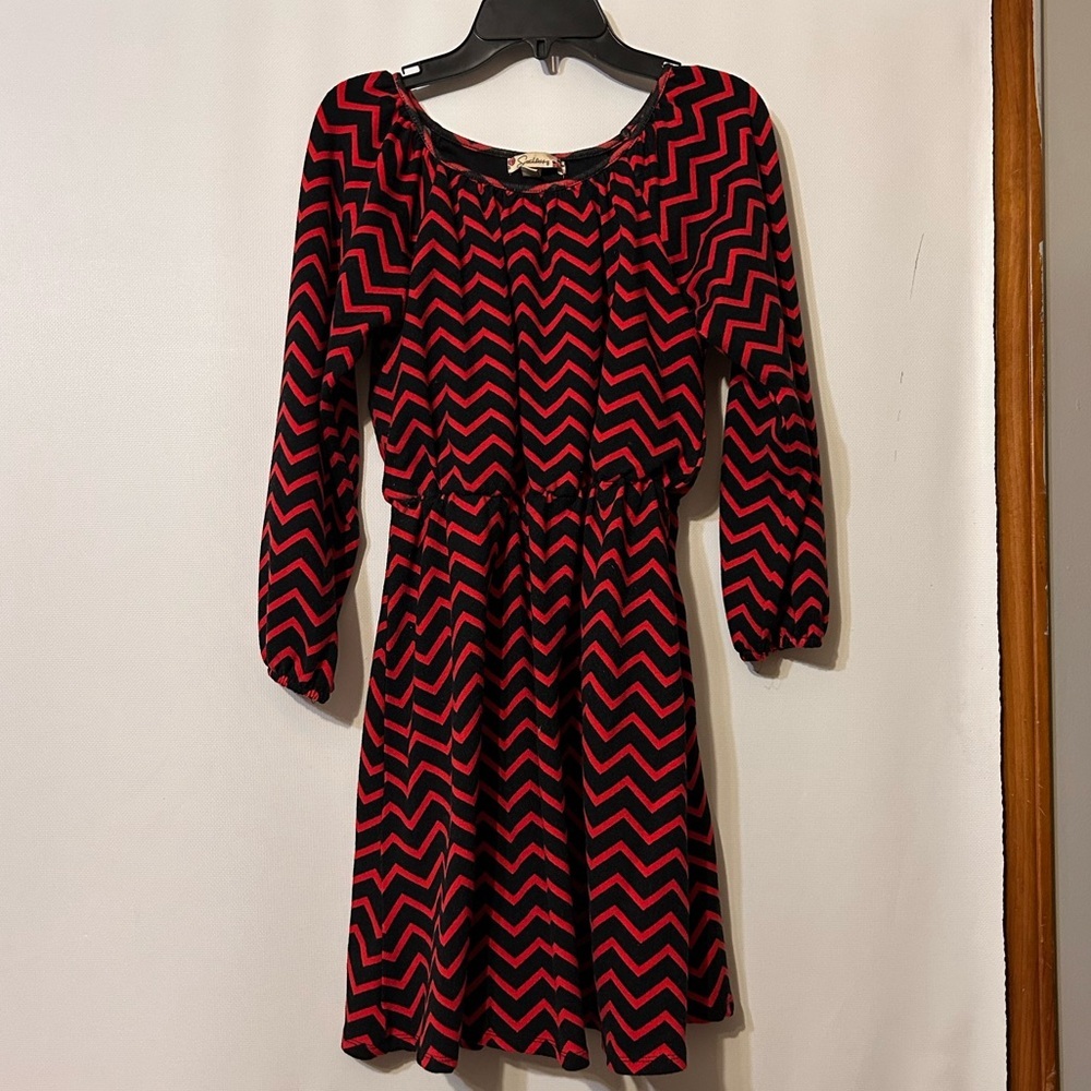 Red and black kids longsleeve dress size 14